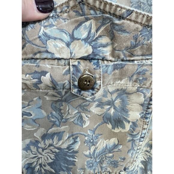 Vintage Lizwear Jacket Womens Small P Denim Floral Trucker Crop Boxy Pockets 90s - Picture 7 of 10